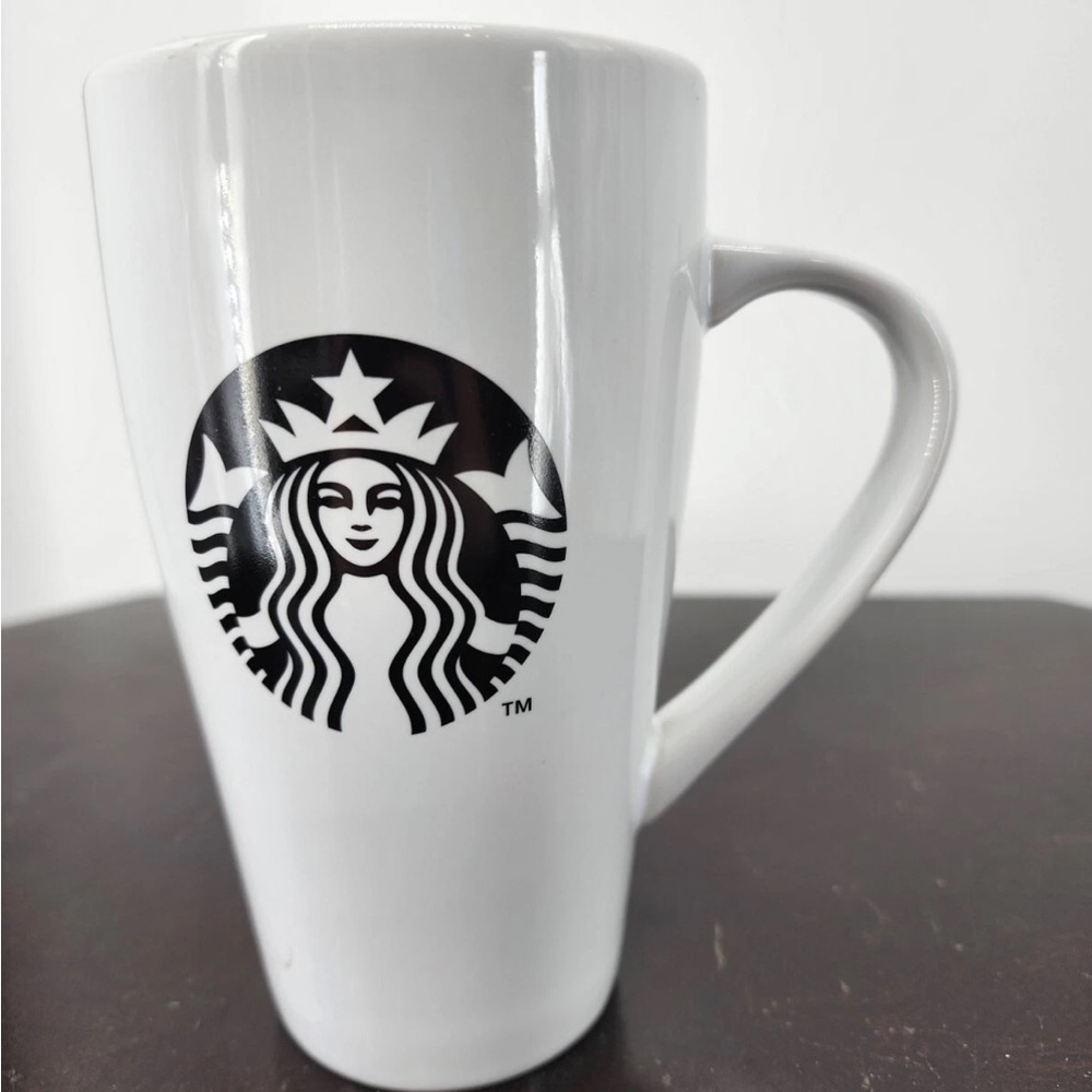 Starbucks Classic Tall White Coffee Mug Mermaid Logo (Black) 18 Oz
2014